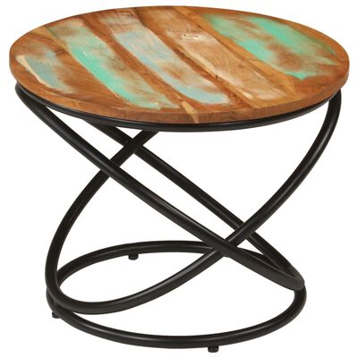 vidaXL Coffee Table Ø50x40 cm Solid Wood Reclaimed and Steel,  vidaXL Coffee Table Ø50x40 cm Solid Wood Reclaimed and Steel