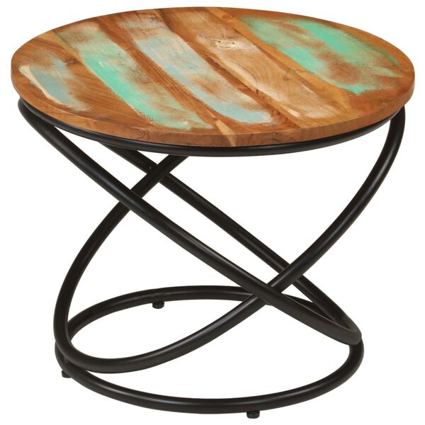 vidaXL Coffee Table Ø50x40 cm Solid Wood Reclaimed and Steel