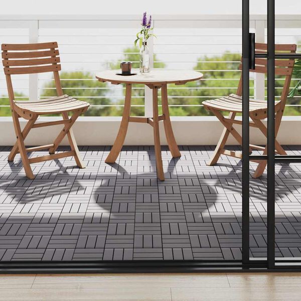 vidaXL Decking Tiles 10 pcs Grey Wash 30x30 cm Solid Acacia Wood
