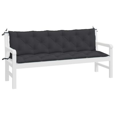 vidaXL Garden Bench Cushions 2pcs Black 180x50x7cm Oxford Fabric, black vidaXL Garden Bench Cushions 2pcs Black 180x50x7cm Oxford Fabric