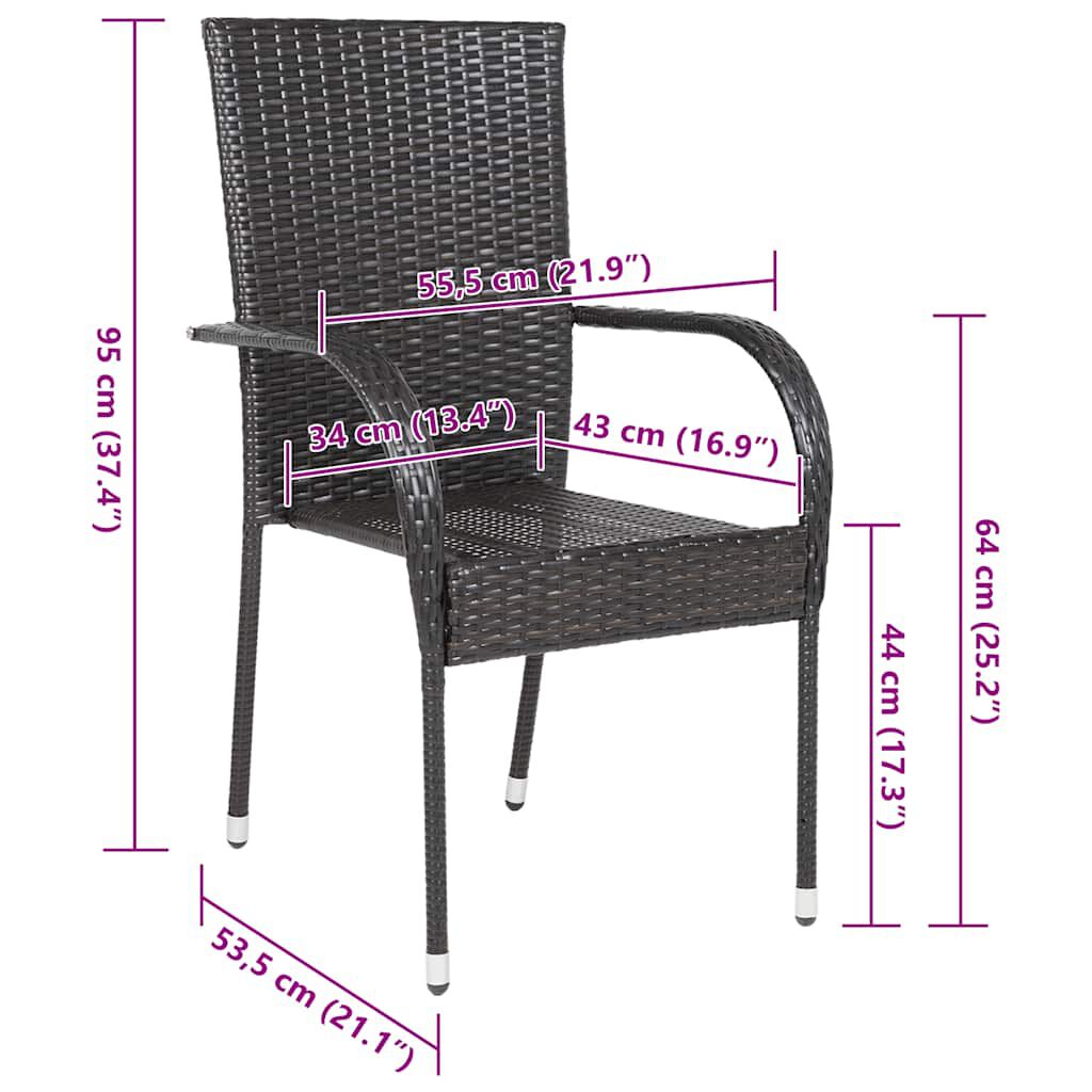 vidaXL Stackable Outdoor Chairs 6 pcs Poly Rattan Brown