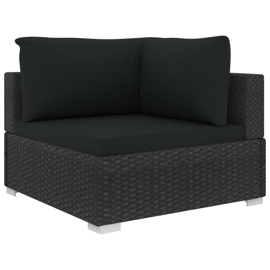 vidaXL 5 Piece Garden Lounge Set with Cushions Poly Rattan Black