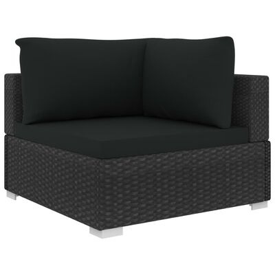 vidaXL 5 Piece Garden Lounge Set with Cushions Poly Rattan Black, black vidaXL 5 Piece Garden Lounge Set with Cushions Poly Rattan Black
