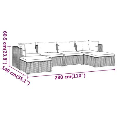 vidaXL 6 Piece Garden Lounge Set with Cushions Poly Rattan Grey, grey and anthracite vidaXL 6 Piece Garden Lounge Set with Cushions Poly Rattan Grey