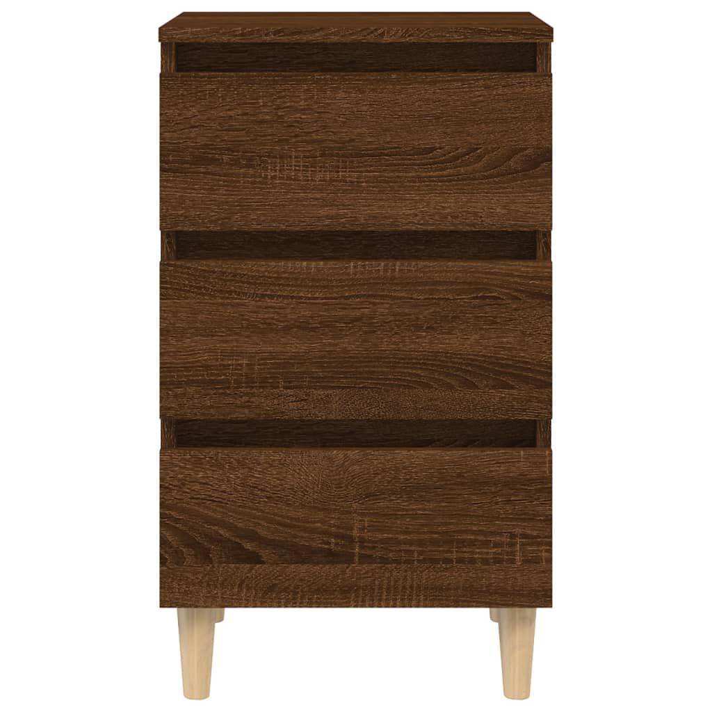 vidaXL Bed Cabinet with Solid Wood Legs Brown Oak 40x35x69 cm