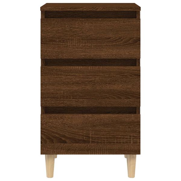 vidaXL Bed Cabinet with Solid Wood Legs Brown Oak 40x35x69 cm
