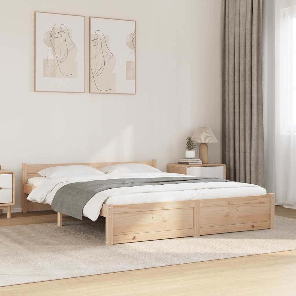 vidaXL Bed Frame without Mattress Solid Wood 135x190 cm Double Double