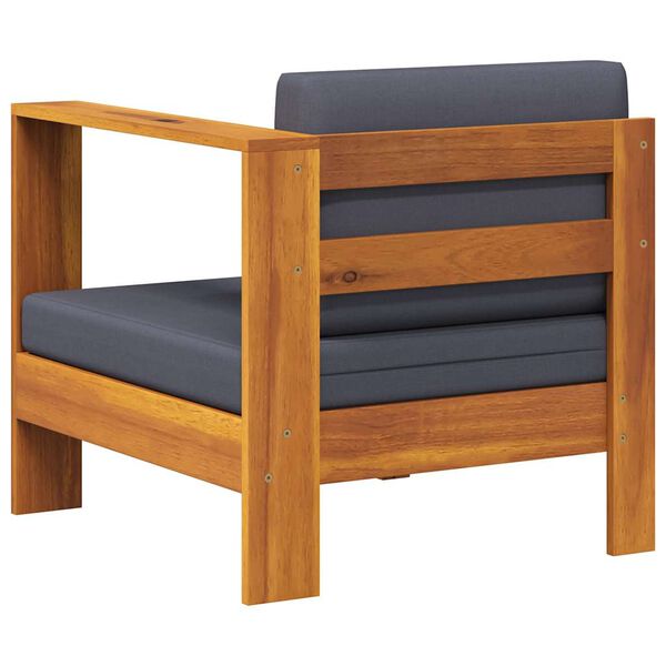 vidaXL Middle Sofa with 1 Armrest Dark Grey Solid Acacia Wood