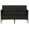 vidaXL 3-Seater Garden Sofa with Cushion Black Poly Rattan