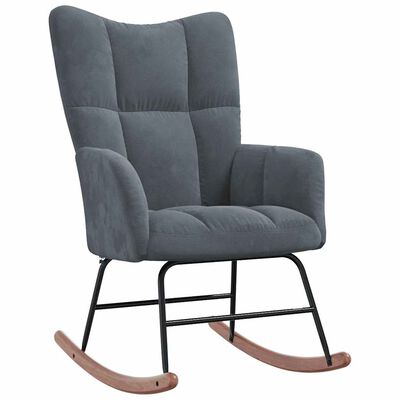 vidaXL Rocking Chair with a Stool Dark Grey Velvet, dark grey vidaXL Rocking Chair with a Stool Dark Grey Velvet