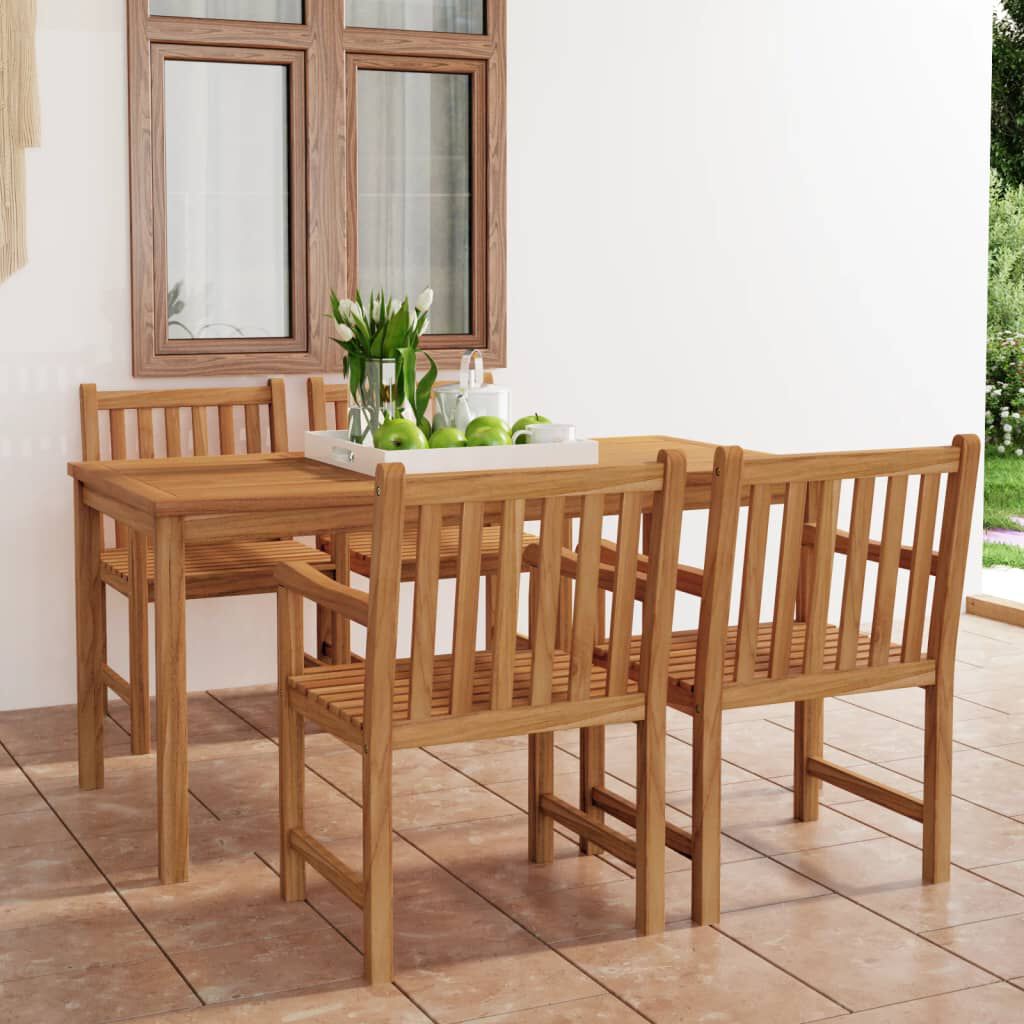 vidaXL 5 Piece Garden Dining Set Solid Teak Wood