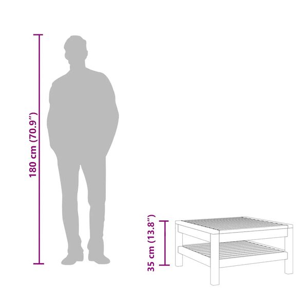 vidaXL Coffee Table 65x65x35 cm Solid Acacia Wood