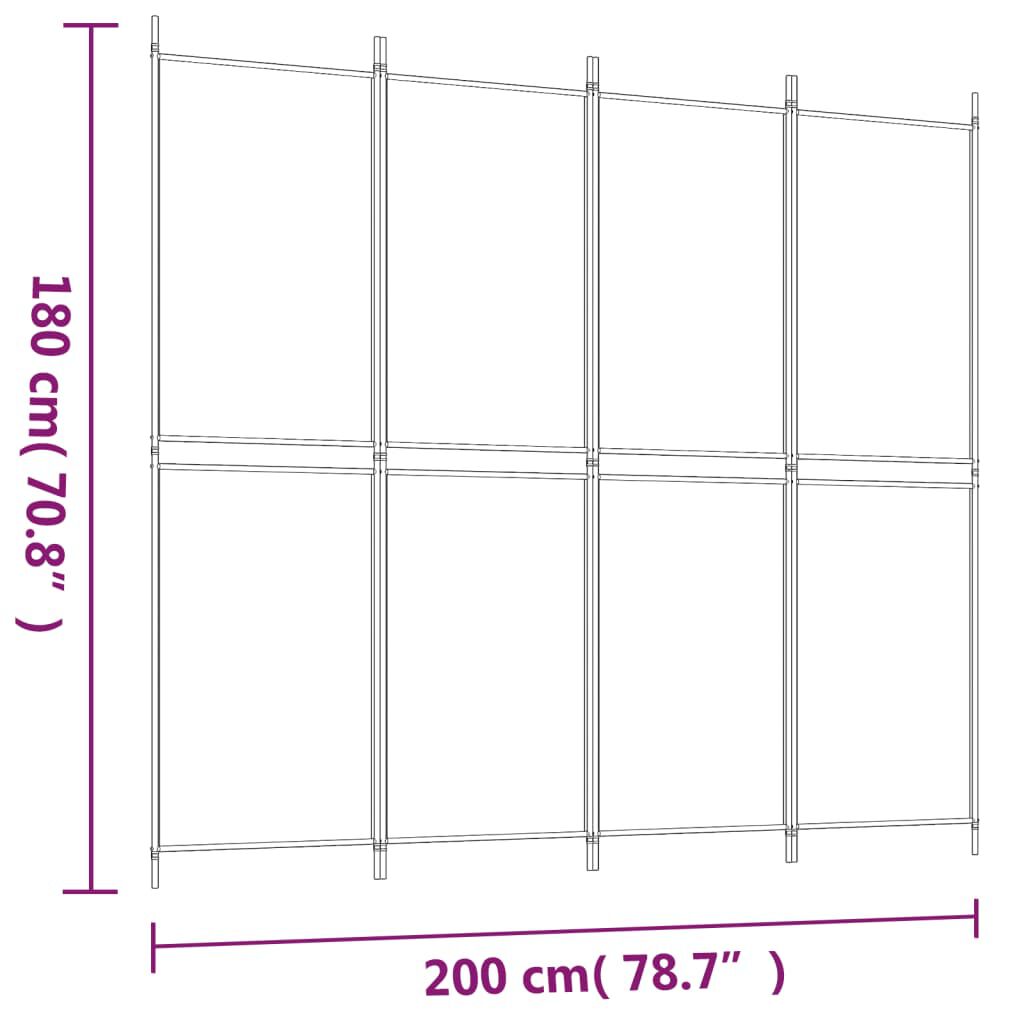 vidaXL 4-Panel Room Divider Brown 200x180 cm Fabric