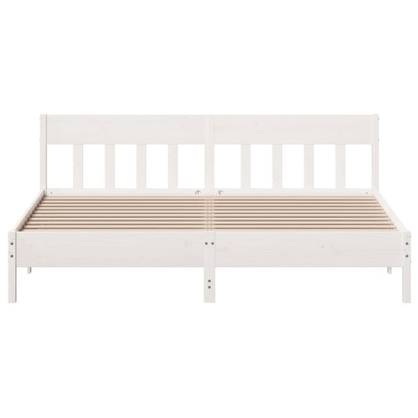 vidaXL Bed Frame without Mattress White 200x200 cm Solid Wood Pine
