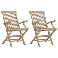 vidaXL Folding Garden Chairs 2 pcs Grey 56x61x89 cm Solid Wood Teak,  vidaXL Folding Garden Chairs 2 pcs Grey 56x61x89 cm Solid Wood Teak