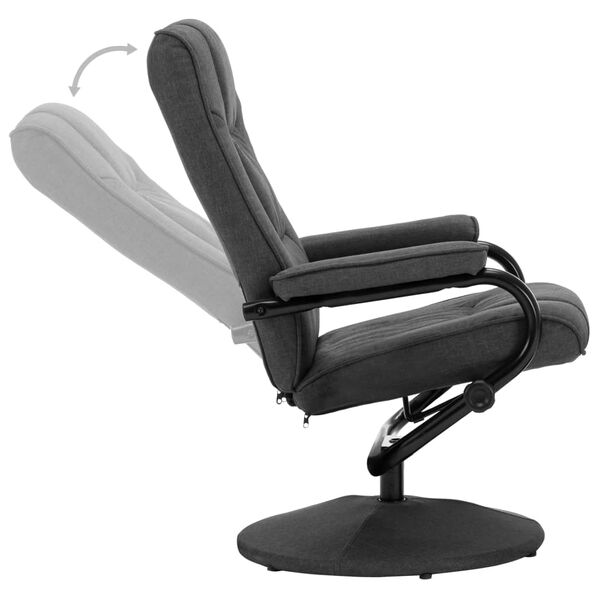 vidaXL Recliner Chair with Footrest Dark Grey Fabric