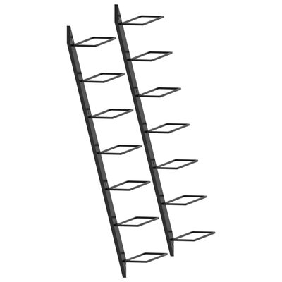 vidaXL Wall-mounted Wine Racks for 14 Bottles 2 pcs Black Metal, black vidaXL Wall-mounted Wine Racks for 14 Bottles 2 pcs Black Metal