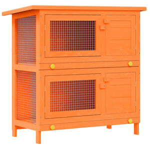 vidaXL Outdoor Rabbit Hutch Small Pet Cage 4 Door Wood