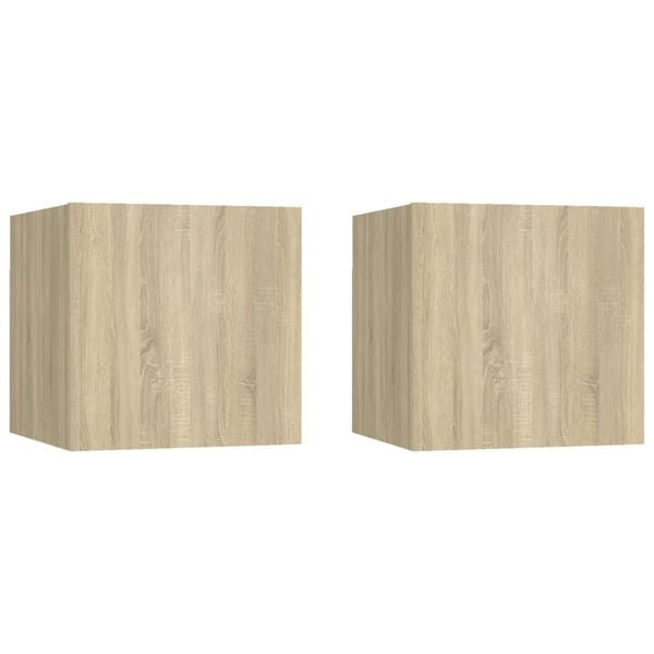 vidaXL Bedside Cabinets 2 pcs Sonoma Oak 30.5x30x30 cm Engineered Wood