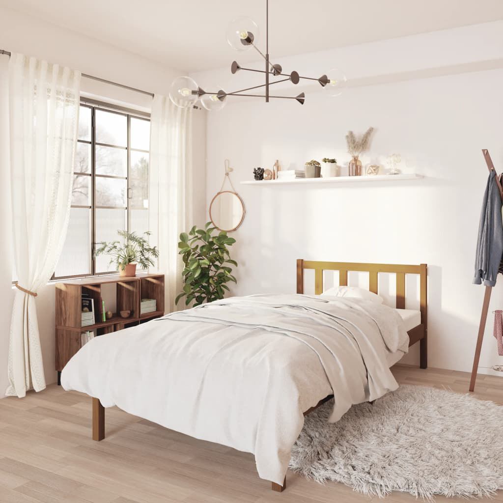 vidaXL Bed Frame without Mattress Honey Brown Solid Wood 90x200 cm