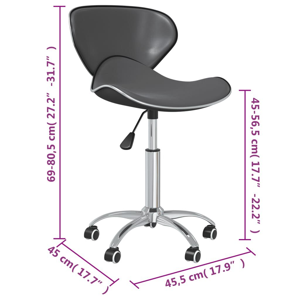 vidaXL Swivel Dining Chairs 2 pcs Grey Faux Leather