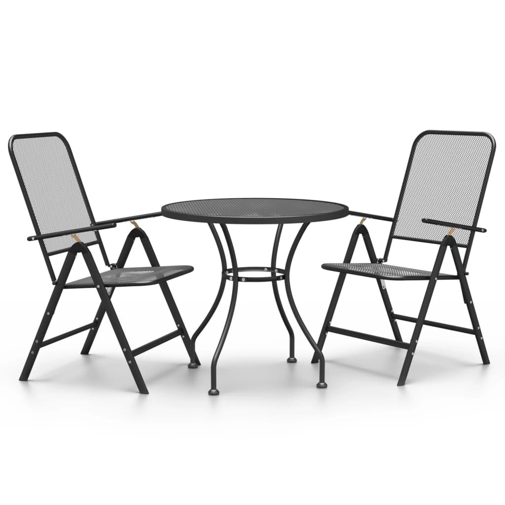 vidaXL 3 Piece Garden Dining Set Expanded Metal Mesh Anthracite