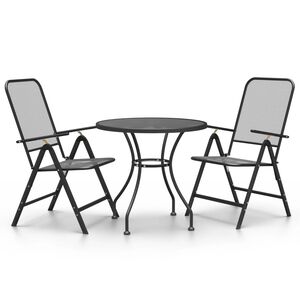 vidaXL 3 Piece Garden Dining Set Expanded Metal Mesh Anthracite