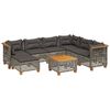 vidaXL 8 Piece Garden Sofa Set with Cushions Grey Poly Rattan
