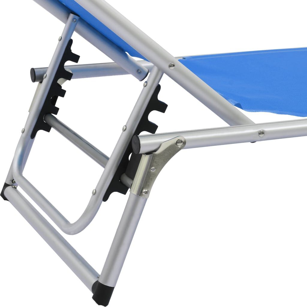 vidaXL Folding Sun Lounger with Roof Aluminium and Textilene Blue
