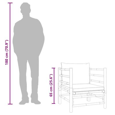 vidaXL Garden Sofa with Light Grey Cushions Bamboo, light grey vidaXL Garden Sofa with Light Grey Cushions Bamboo