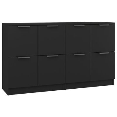 vidaXL Sideboards 2 pcs Black 60x30x70 cm Engineered Wood, black vidaXL Sideboards 2 pcs Black 60x30x70 cm Engineered Wood