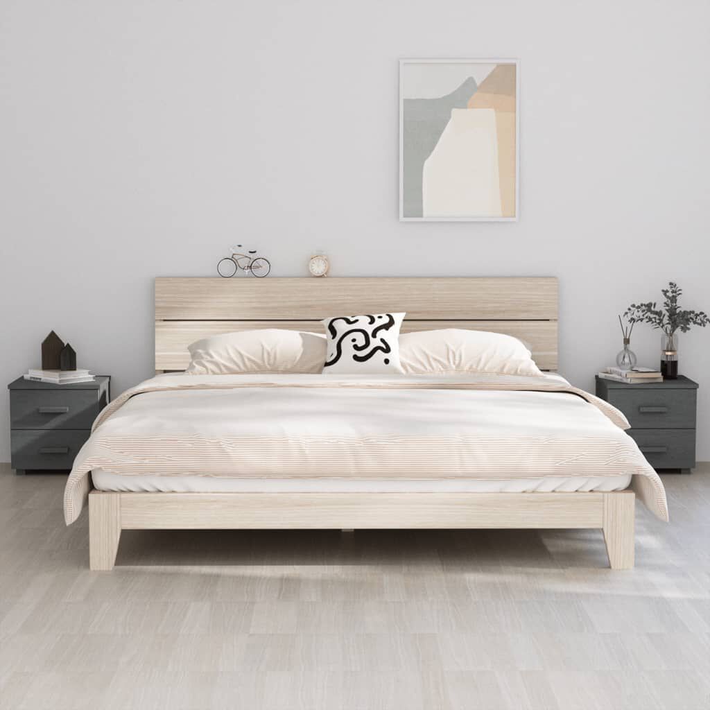 vidaXL Bedside Cabinets HAMAR 2 pcs Dark Grey 40x35x44.5 cm Solid Wood, dark grey vidaXL Bedside Cabinets HAMAR 2 pcs Dark Grey 40x35x44.5 cm Solid Wood