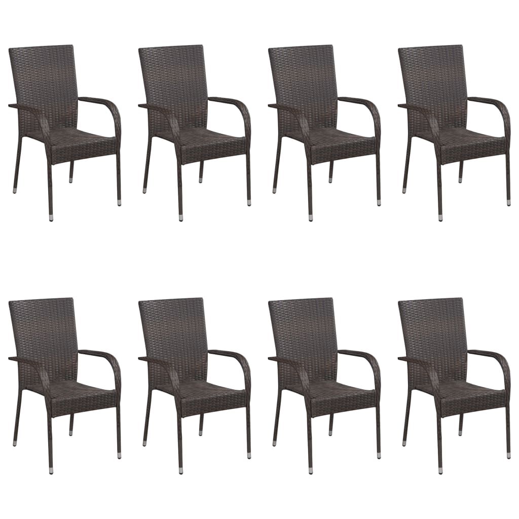 vidaXL 9 Piece Garden Dining Set Poly Rattan Brown