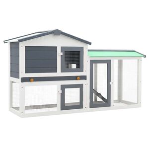 vidaXL Outdoor Large Rabbit Hutch Grey and White 145 x 45 x 84 Wood
