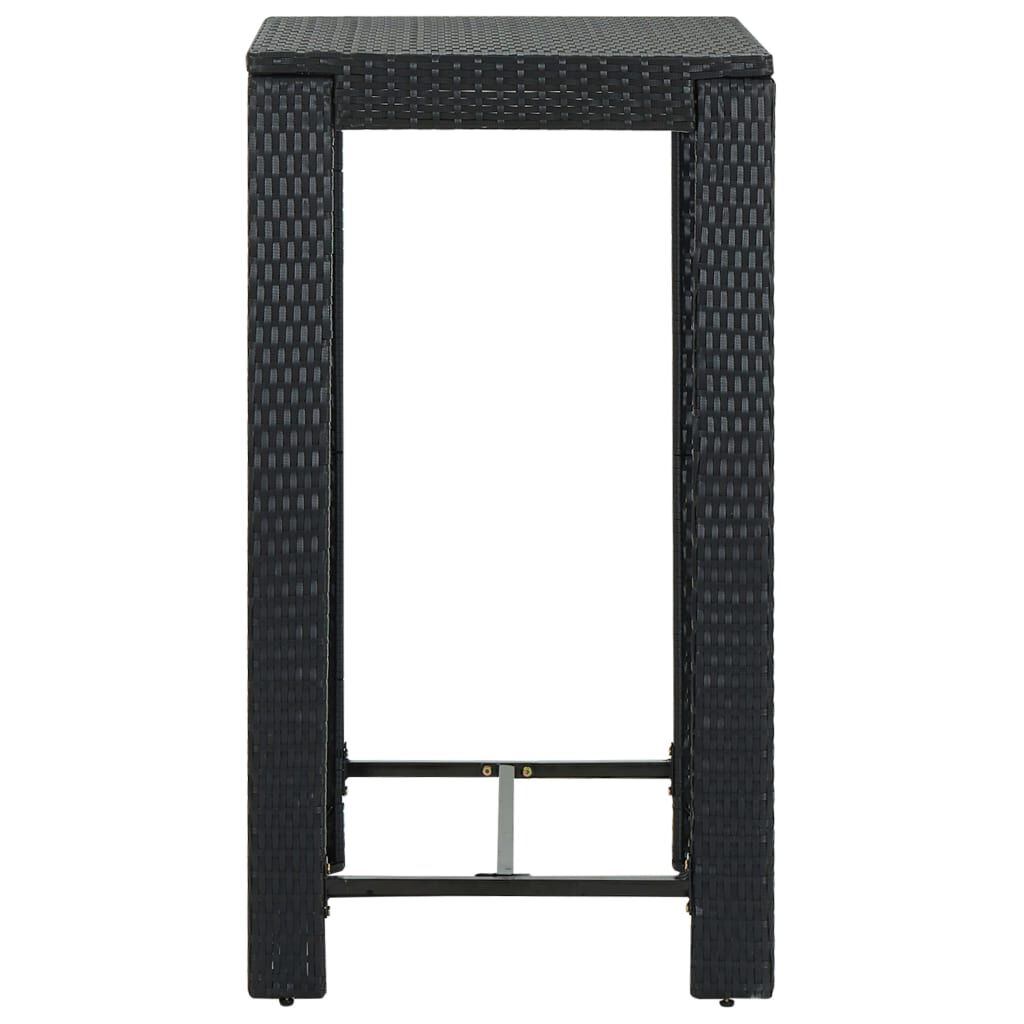 vidaXL 3 Piece Outdoor Bar Set with Cushions Poly Rattan Black