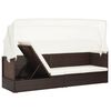 vidaXL Garden Sofa with Canopy Poly Rattan Brown