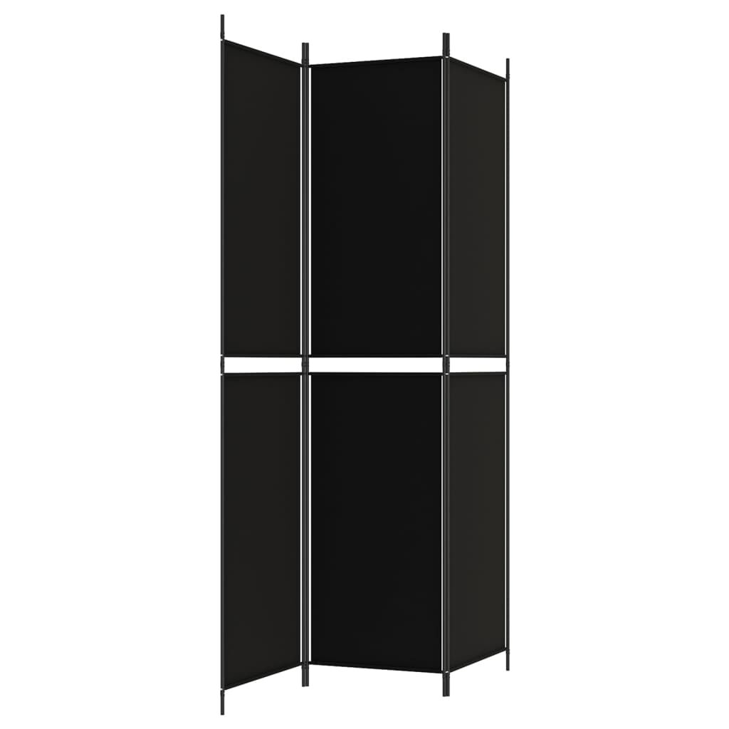 vidaXL 3-Panel Room Divider Black 150x220 cm Fabric