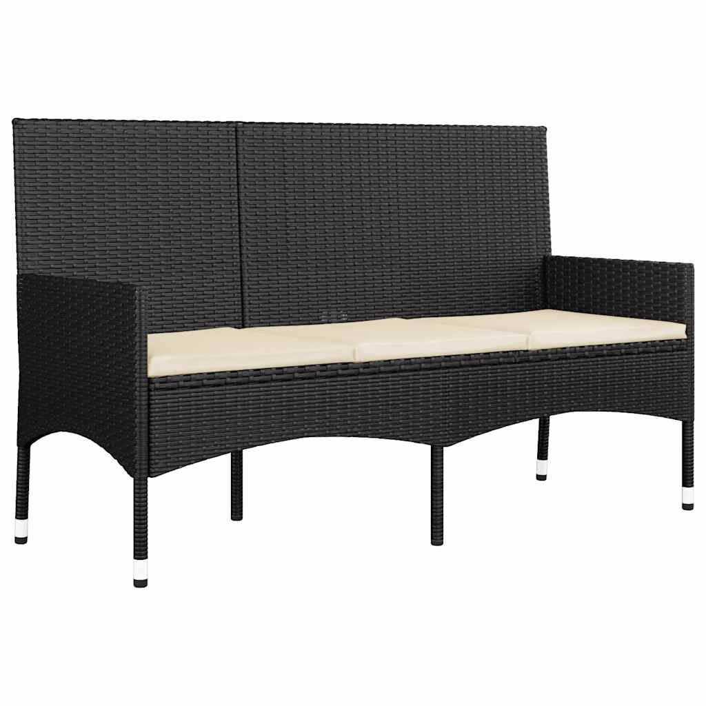 vidaXL 4 Piece Garden Lounge Set with Cushions Black Poly Rattan