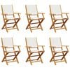 vidaXL Folding Garden Chairs 6 pcs Cream White Fabric and Solid Wood