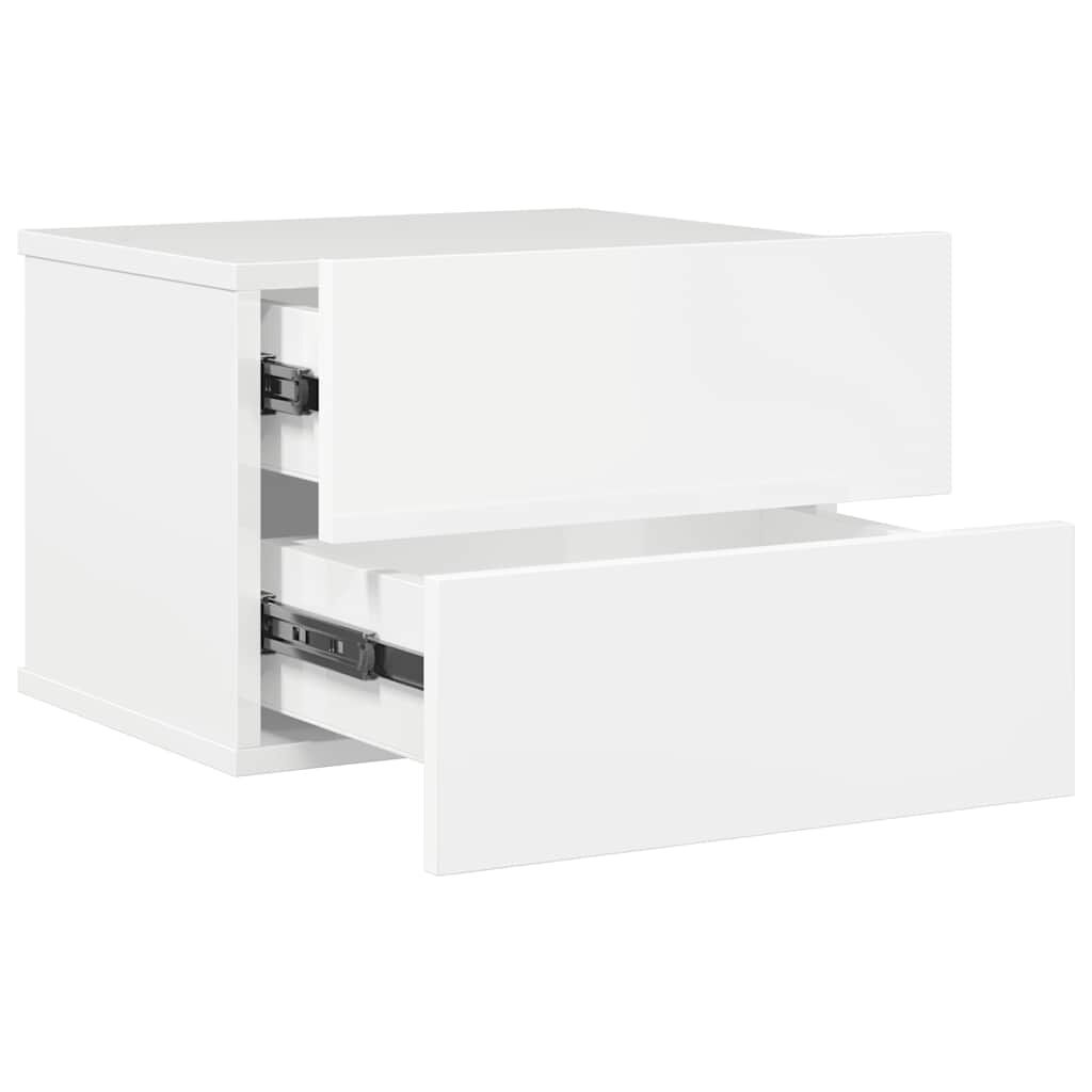 vidaXL Bedside Cabinets 2 pcs High Gloss White 40x30x30 cm Engineered Wood