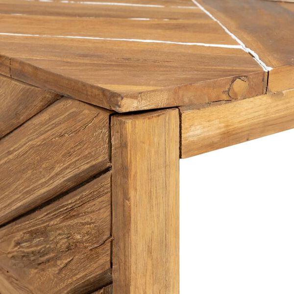 vidaXL Coffee Table Erosion Solid Teak Wood 110x35x38 cm
