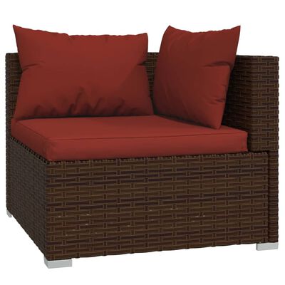 vidaXL 9 Piece Garden Lounge Set with Cushions Brown Poly Rattan