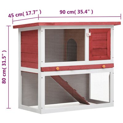 vidaXL Outdoor Rabbit Hutch 1 Door Red Wood, red vidaXL Outdoor Rabbit Hutch 1 Door Red Wood