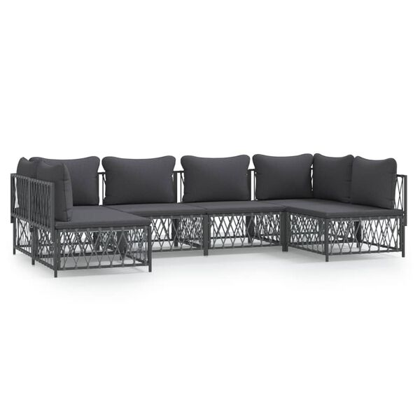 vidaXL 6 Piece Garden Lounge Set with Cushions Anthracite Steel