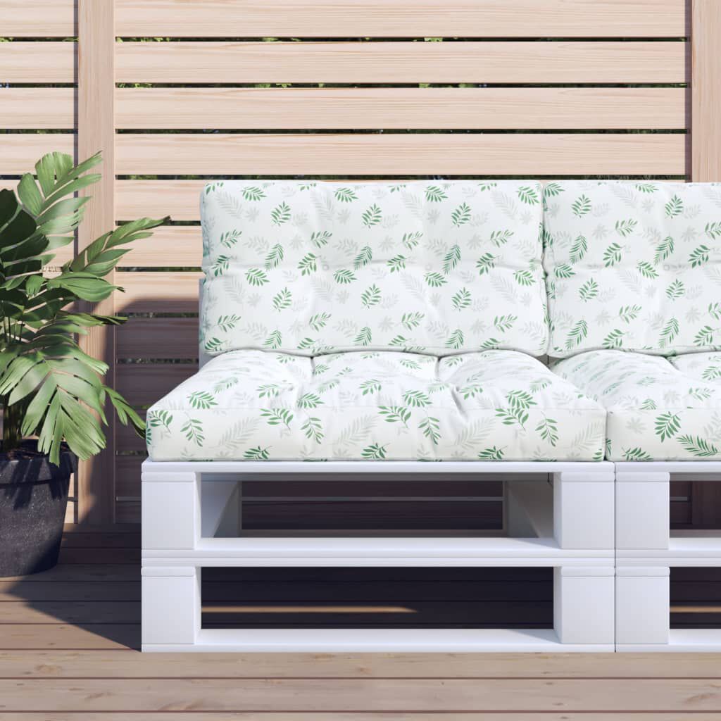 vidaXL Pallet Cushions 2 pcs Leaf Pattern Fabric