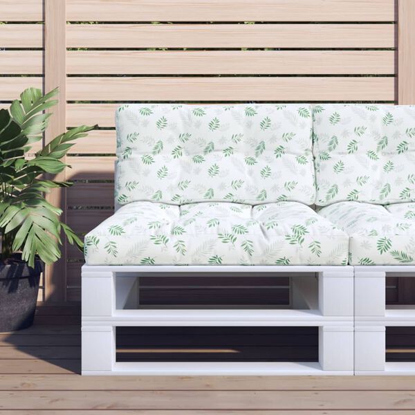 vidaXL Pallet Cushions 2 pcs Leaf Pattern Fabric