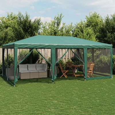 vidaXL Party Tent with 10 Mesh Sidewalls Green 6x4 m HDPE, green vidaXL Party Tent with 10 Mesh Sidewalls Green 6x4 m HDPE