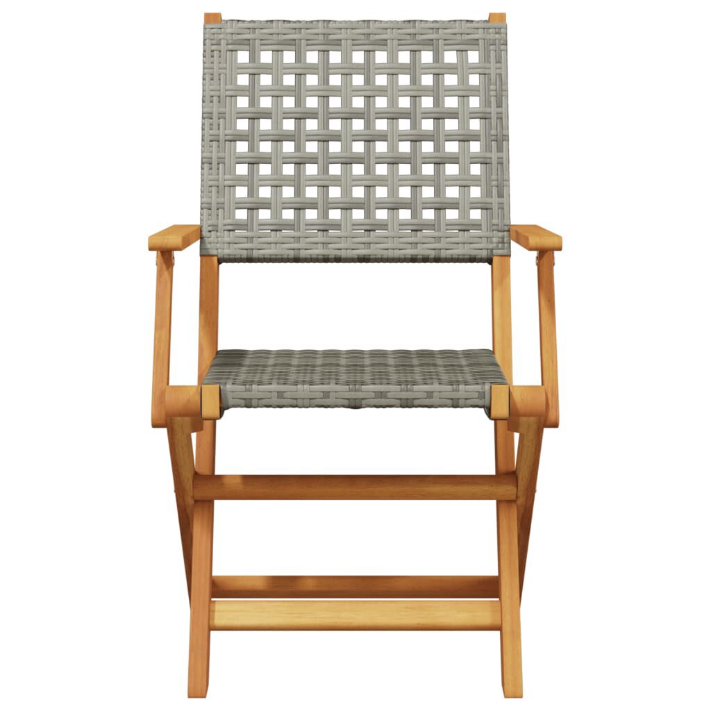 vidaXL Folding Garden Chairs 6 pcs Grey Poly Rattan and Solid Wood