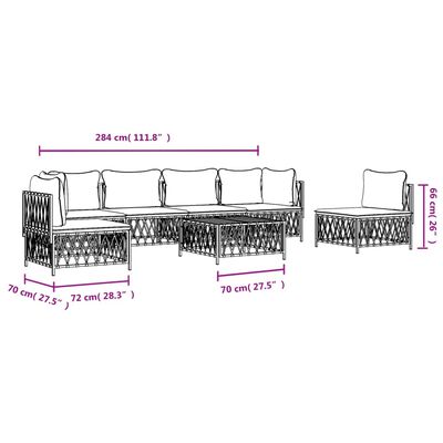 vidaXL 7 Piece Garden Lounge Set with Cushions White Steel, white vidaXL 7 Piece Garden Lounge Set with Cushions White Steel