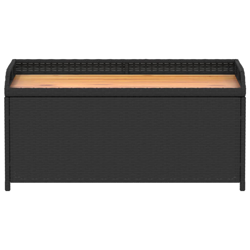 vidaXL Storage Bench Black 100x50x52 cm Poly Rattan and Acacia Wood